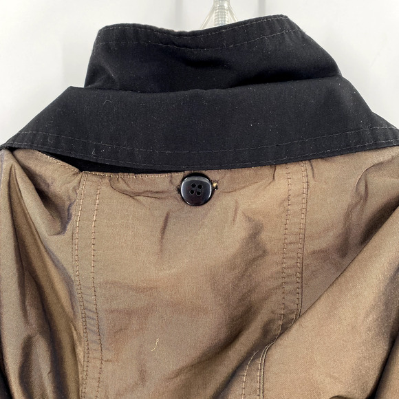 Fleet Street Rain Jacket Coat Mid Length Womens Sz L Wind Resistant Black Tan - Picture 7 of 14
